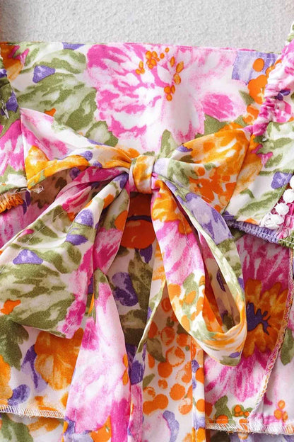 Floral Ruffle Back Tie Mini Dress - Seldom Seen Styles