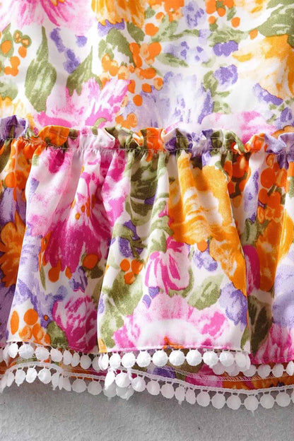 Floral Ruffle Back Tie Mini Dress - Seldom Seen Styles