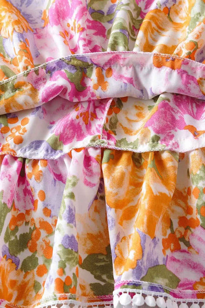 Floral Ruffle Back Tie Mini Dress - Seldom Seen Styles