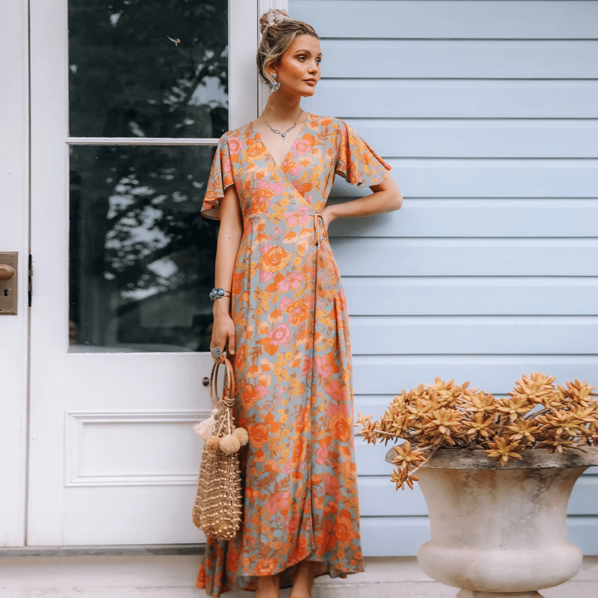 Floral Wrap Boho Maxi Dress - Seldom Seen Styles