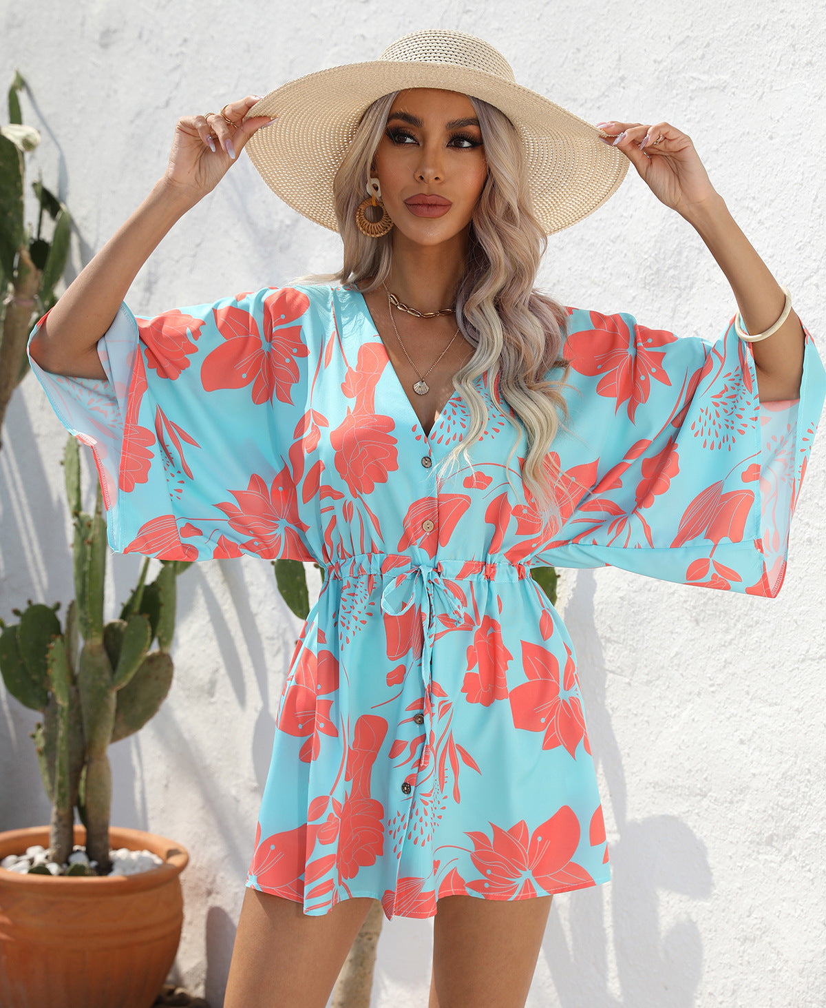 Floral summer dress everyday casual dresses with sleeves Print Five-Quarter Sleeve Dress - Seldom Seen Styles