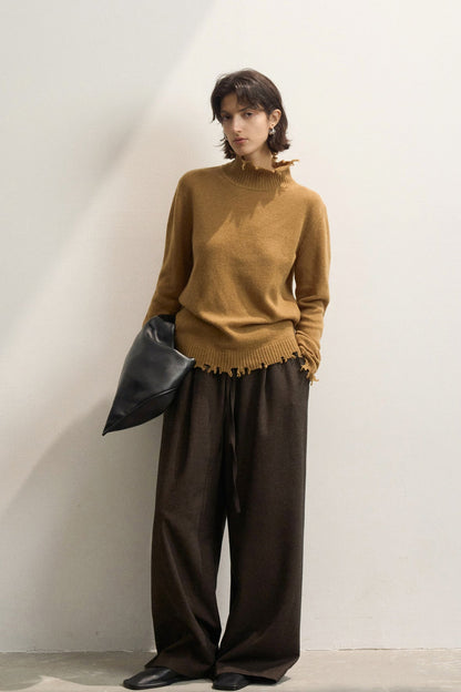 Fringed High NeckSweaters for Women Turn-Down Collar Solid Women Thicken Warm Pullovers Sweater - Seldom Seen Styles