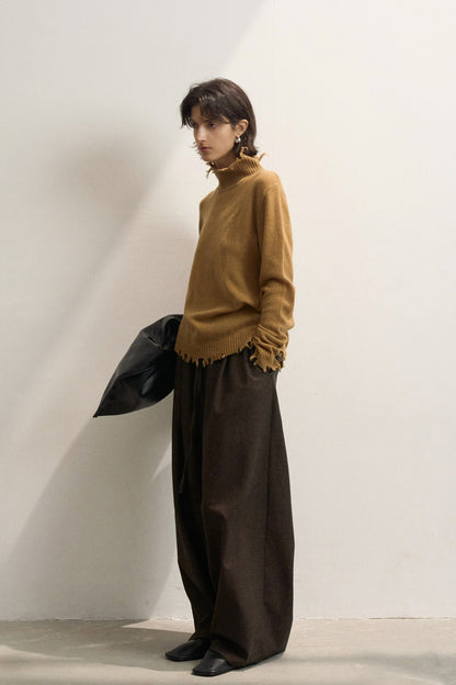 Fringed High NeckSweaters for Women Turn-Down Collar Solid Women Thicken Warm Pullovers Sweater - Seldom Seen Styles