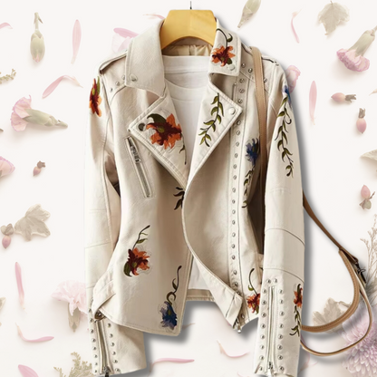 100% Leather Floral Motorcycle Jacket