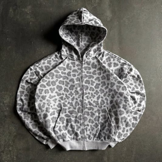 Leopard Zip-Up Hoodie