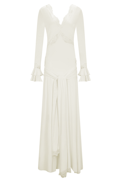 Electra Slinky Lace Maxi Dress - Ivory