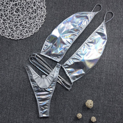 Glitter High Cut Cross Wrap Brazilian Two Piece Bikini Swimsuit - Seldom Seen Styles