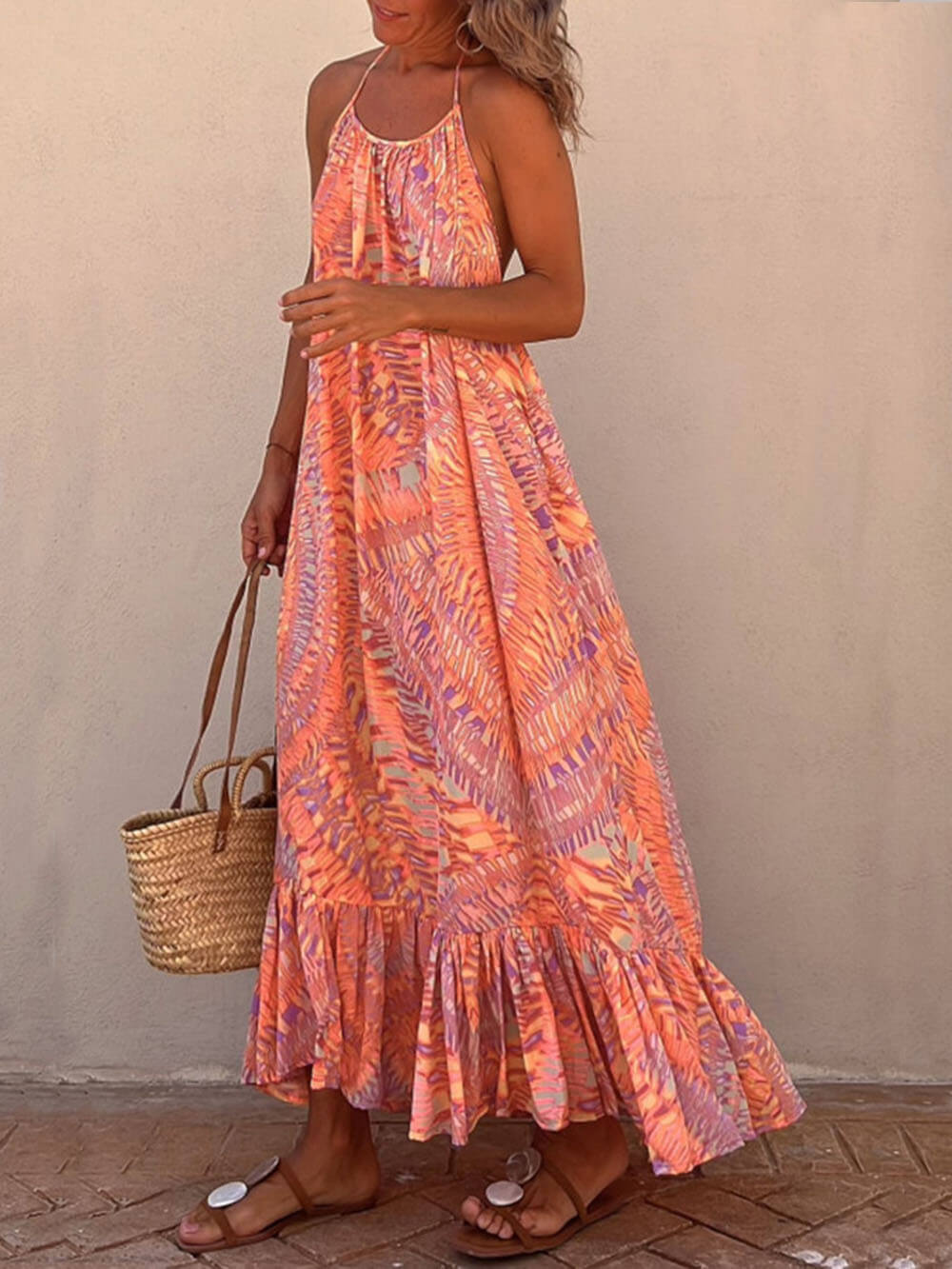 Golden Times Ethnic Print A-line Vacation Maxi Dress - Seldom Seen Styles