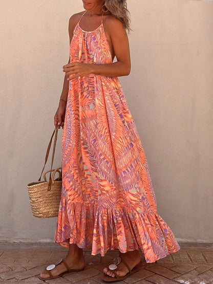 Golden Times Ethnic Print A-line Vacation Maxi Dress - Seldom Seen Styles