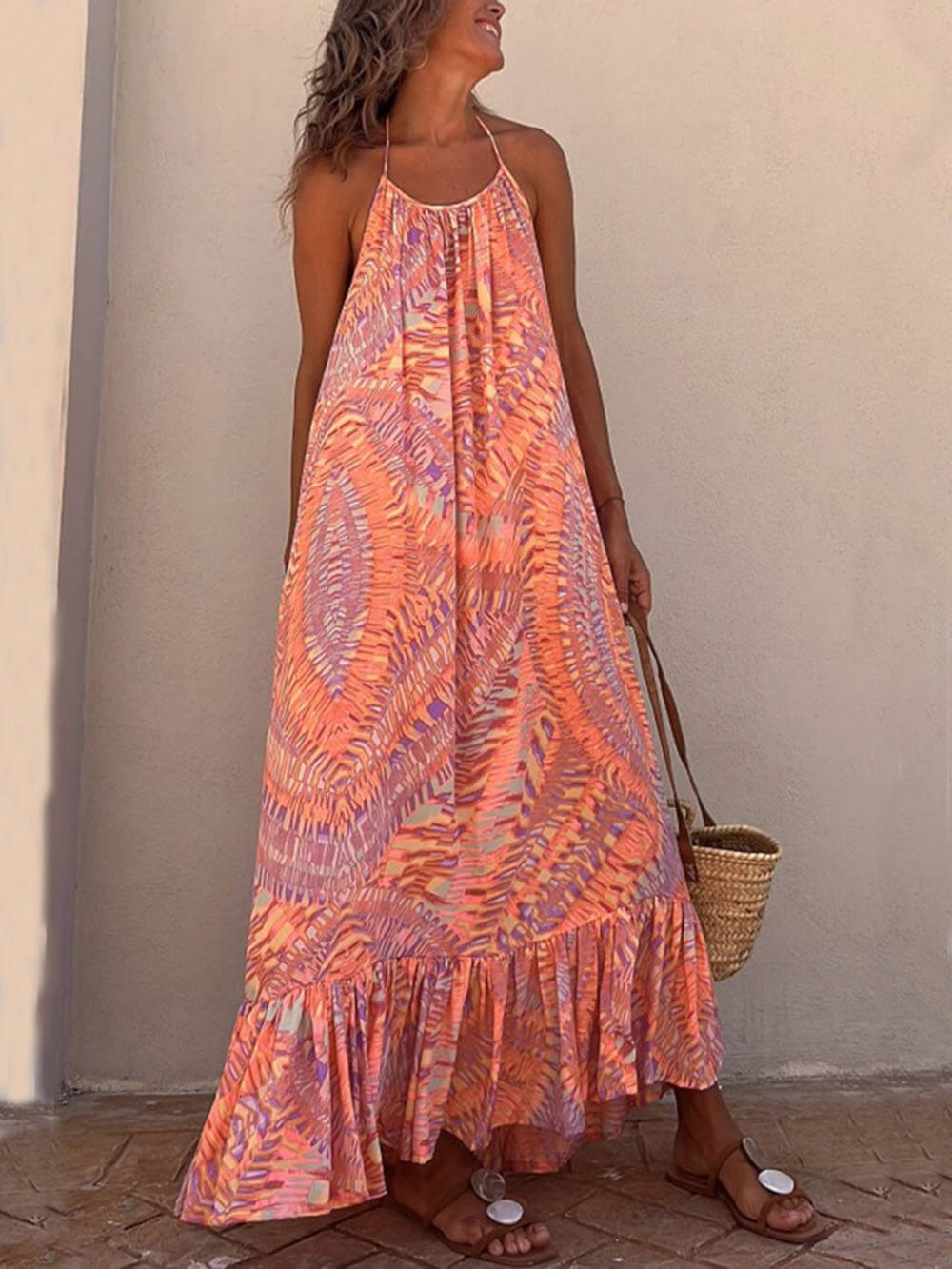 Golden Times Ethnic Print A-line Vacation Maxi Dress - Seldom Seen Styles