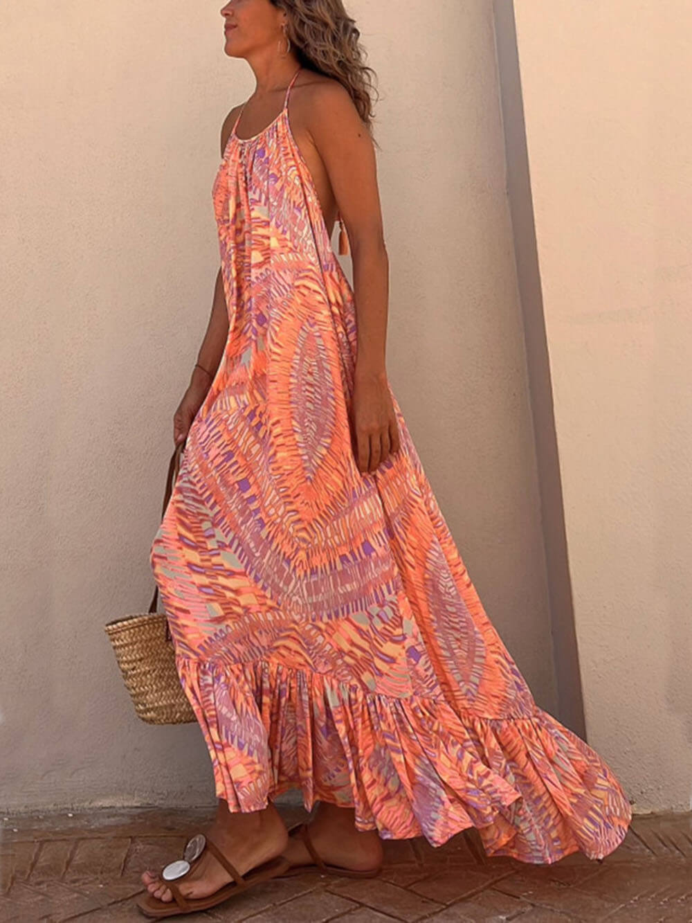 Golden Times Ethnic Print A-line Vacation Maxi Dress - Seldom Seen Styles