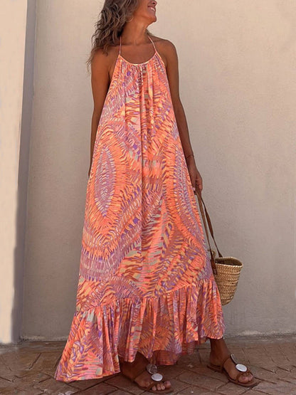 Golden Times Ethnic Print A-line Vacation Maxi Dress - Seldom Seen Styles