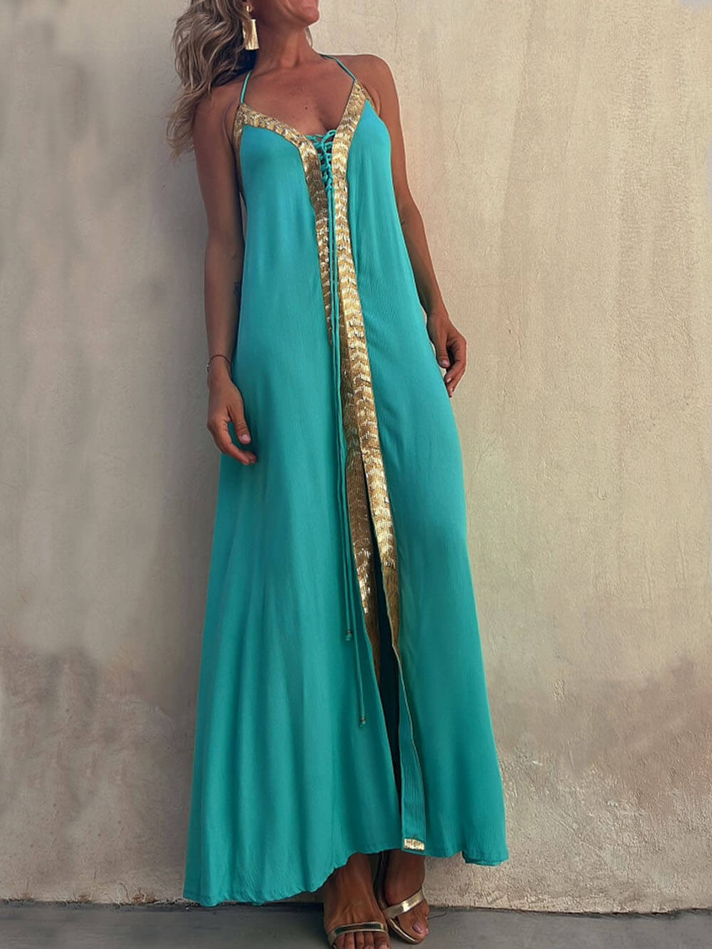 Halter Neck Casual Resort Maxi Dress - Seldom Seen Styles
