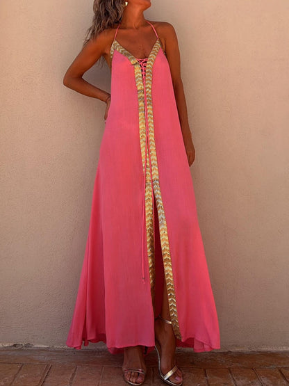 Halter Neck Casual Resort Maxi Dress - Seldom Seen Styles