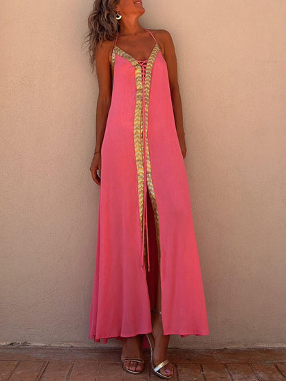 Halter Neck Casual Resort Maxi Dress - Seldom Seen Styles