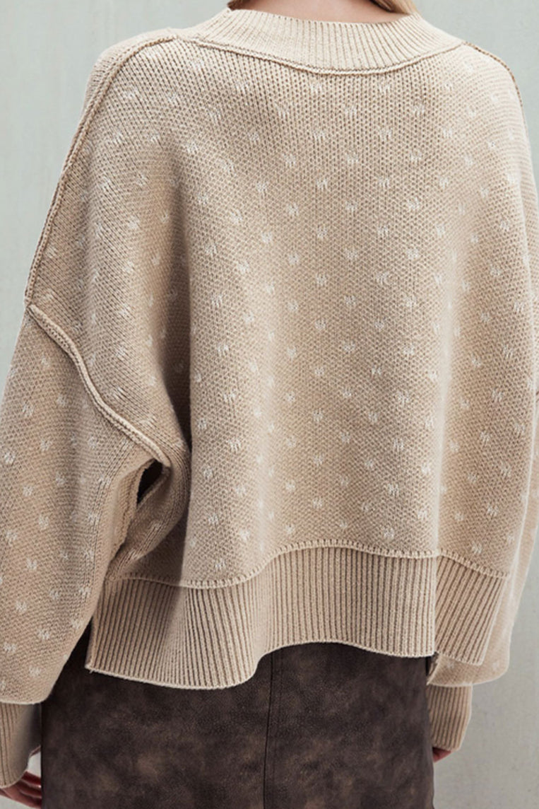 Heart Print Loose Fit Cropped Women Crop Sexy Heart Pullover Knit Sexy Fashion Sweater Long Sleeve Sweatshirt Fall Winter Jumper Top - Seldom Seen Styles