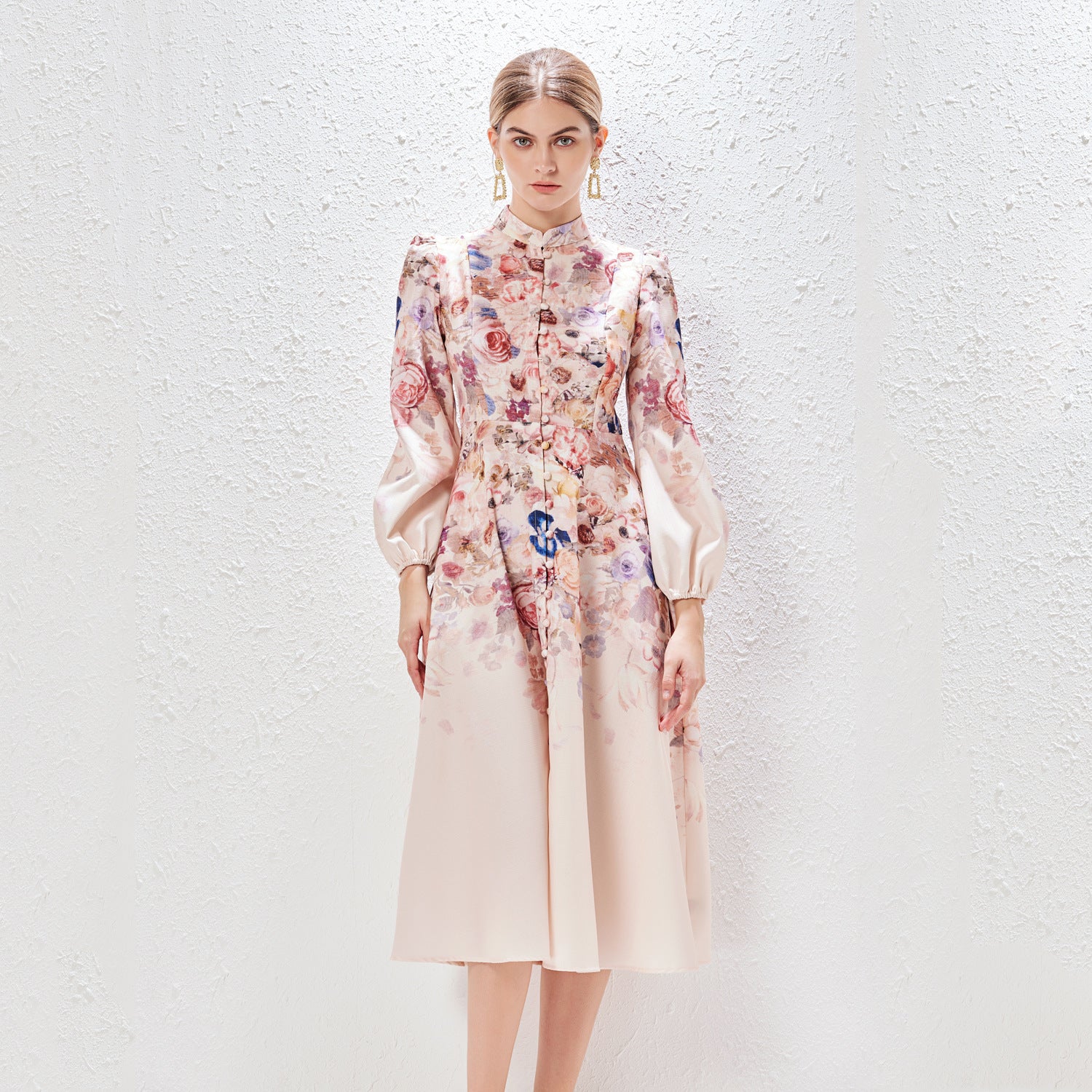 Heisel Button-Front Printed Midi Dress Pockets and Belt - Seldom Seen Styles