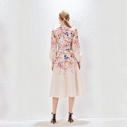 Heisel Button-Front Printed Midi Dress Pockets and Belt - Seldom Seen Styles