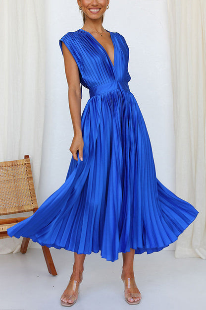 Hello Gorgeous Satin Pleated Midi Dress - Seldom Seen Styles