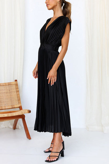Hello Gorgeous Satin Pleated Midi Dress - Seldom Seen Styles