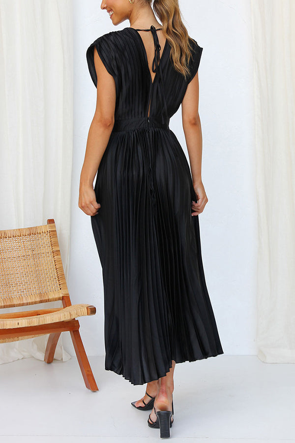 Hello Gorgeous Satin Pleated Midi Dress - Seldom Seen Styles