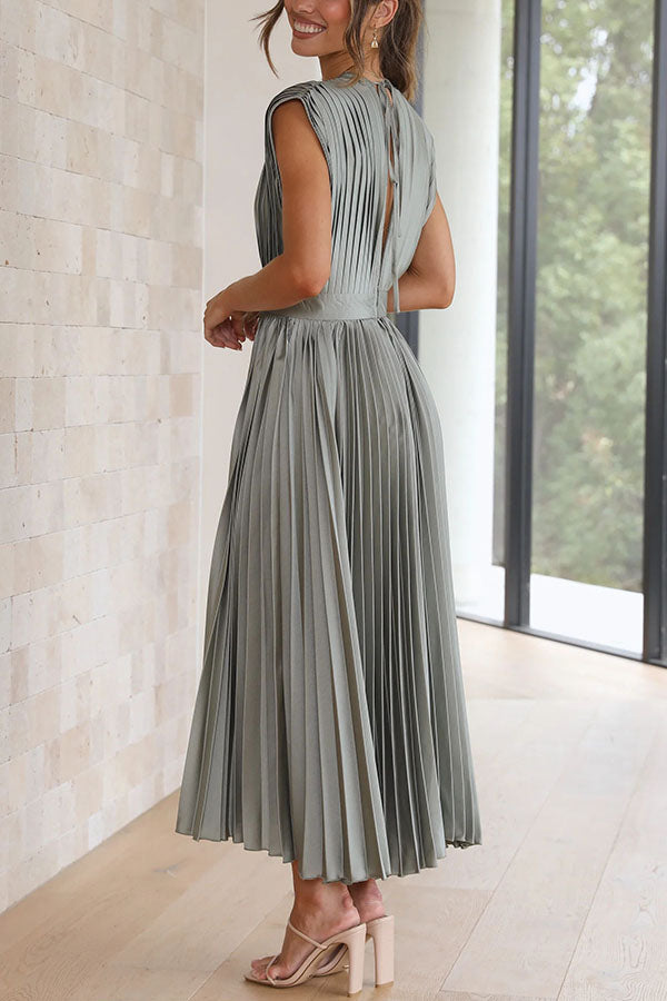 Hello Gorgeous Satin Pleated Midi Dress - Seldom Seen Styles