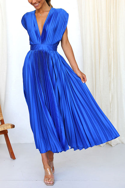 Hello Gorgeous Satin Pleated Midi Dress - Seldom Seen Styles