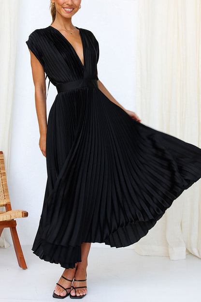Hello Gorgeous Satin Pleated Midi Dress - Seldom Seen Styles