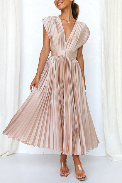 Hello Gorgeous Satin Pleated Midi Dress - Seldom Seen Styles