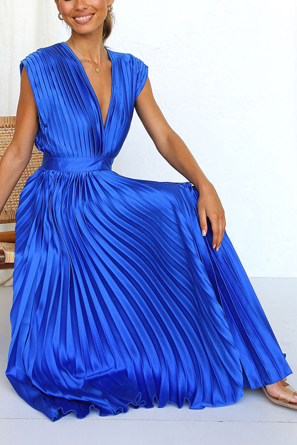 Hello Gorgeous Satin Pleated Midi Dress - Seldom Seen Styles