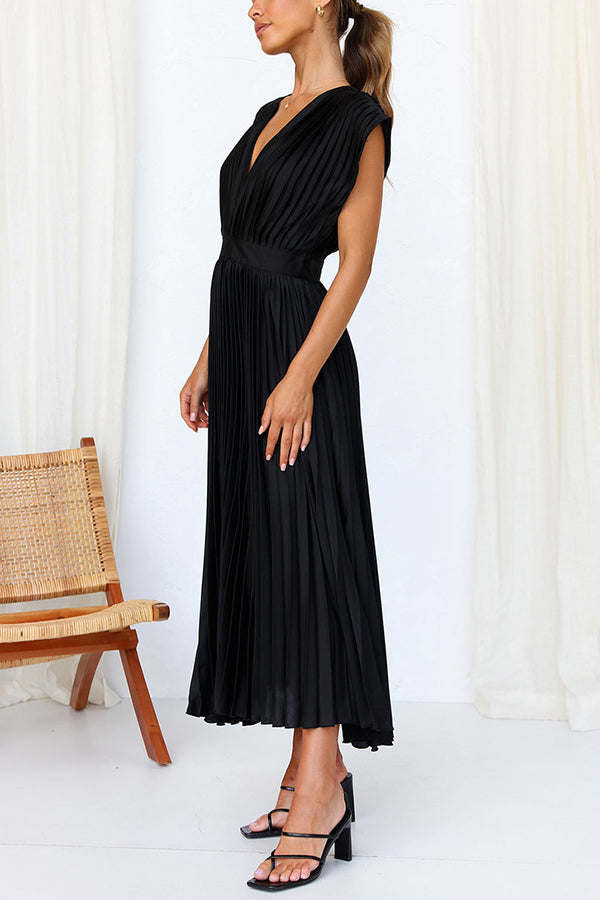Hello Gorgeous Satin Pleated Midi Dress - Seldom Seen Styles