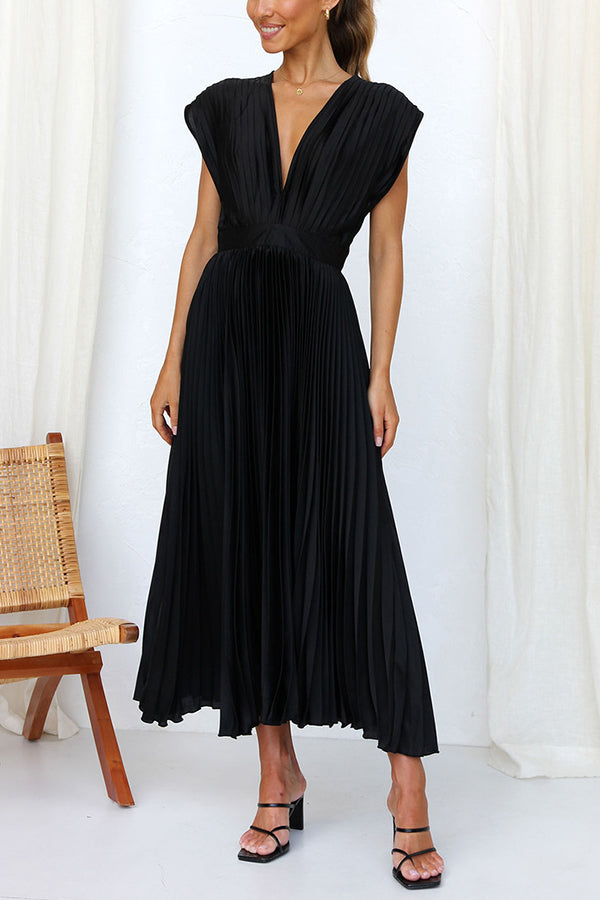 Hello Gorgeous Satin Pleated Midi Dress - Seldom Seen Styles