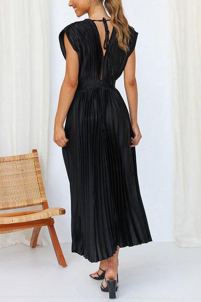 Hello Gorgeous Satin Pleated Midi Dress - Seldom Seen Styles