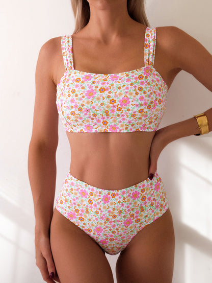 Herseas 2 Piece High Waisted Bikini Set for Waomen 2025 Spaghetti Straps Swim Top with Reversible Bottom Bathing Suit - Seldom Seen Styles