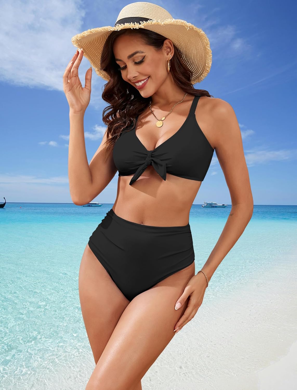 High Waisted Bikini Sets for Women Tummy Control Swimsuits Tie Knot High Rise 2025 Two Piece Bathing Suits - Seldom Seen Styles