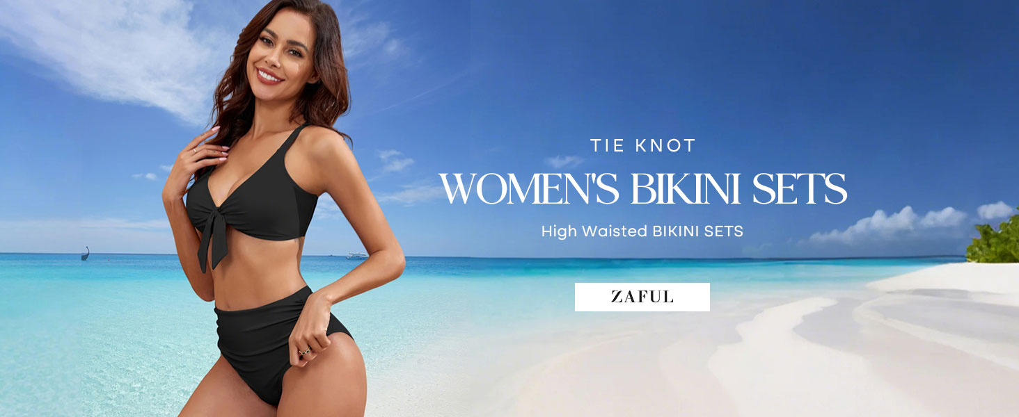High Waisted Bikini Sets for Women Tummy Control Swimsuits Tie Knot High Rise 2025 Two Piece Bathing Suits - Seldom Seen Styles