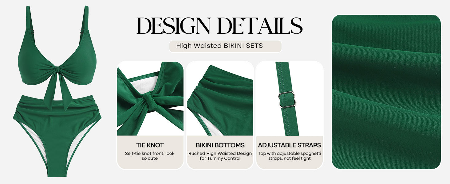High Waisted Bikini Sets for Women Tummy Control Swimsuits Tie Knot High Rise 2025 Two Piece Bathing Suits - Seldom Seen Styles