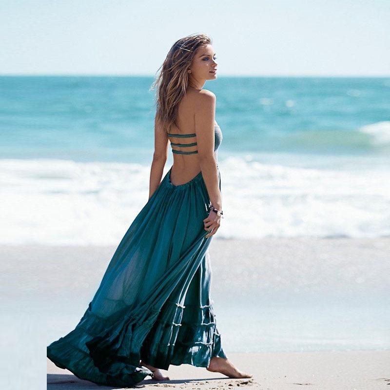 Hippie Backless Halter Dress - Seldom Seen Styles