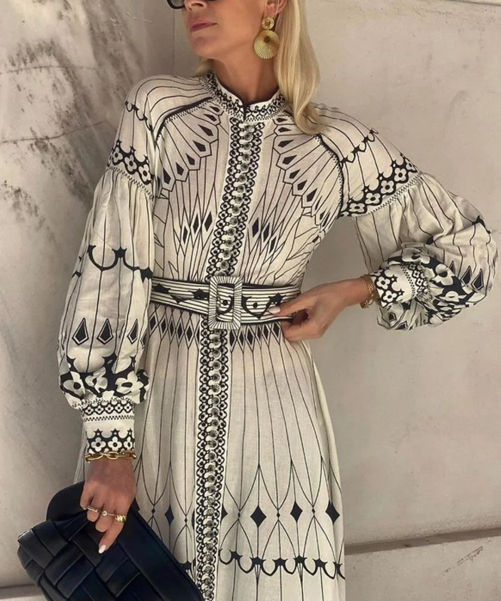 Holiday Boho Border  Printed Maxi Dress - Seldom Seen Styles