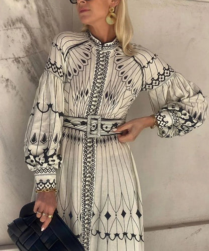 Holiday Boho Border  Printed Maxi Dress - Seldom Seen Styles