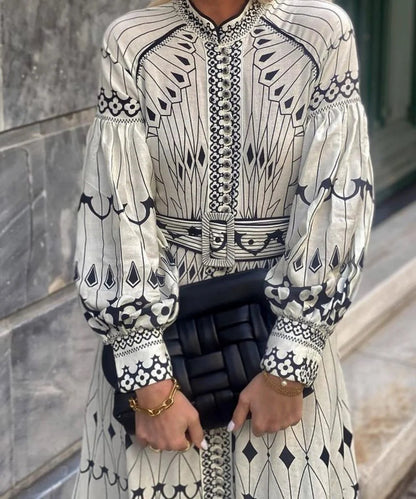 Holiday Boho Border  Printed Maxi Dress - Seldom Seen Styles