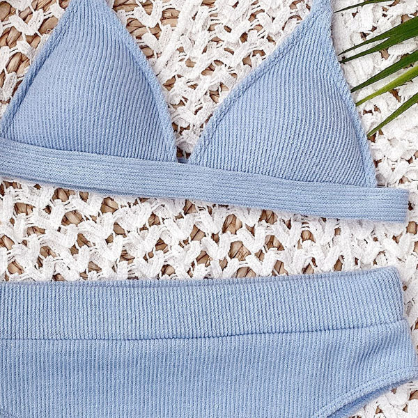 Hollie Ribbed Style Triangle Top Bikini - Seldom Seen Styles