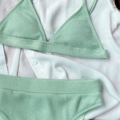 Hollie Ribbed Style Triangle Top Bikini - Seldom Seen Styles