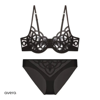 Hollow Out Lace Bra & Panty Set – Black & White