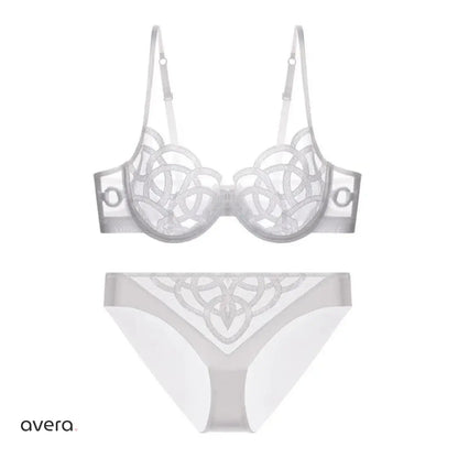 Hollow Out Lace Bra & Panty Set – Black & White