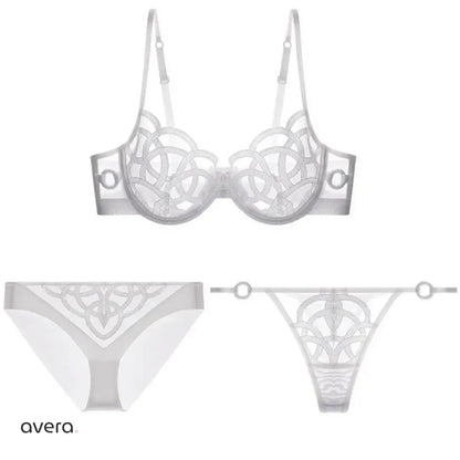 Hollow Out Lace Bra & Panty Set – Black & White