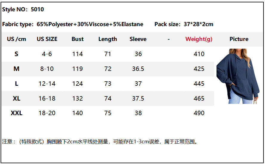 Hoodies for Women Casual Long Sleeve Waffle Knit Drawstring Side Slit Pullover Sweatshirts with Pocket - Seldom Seen Styles