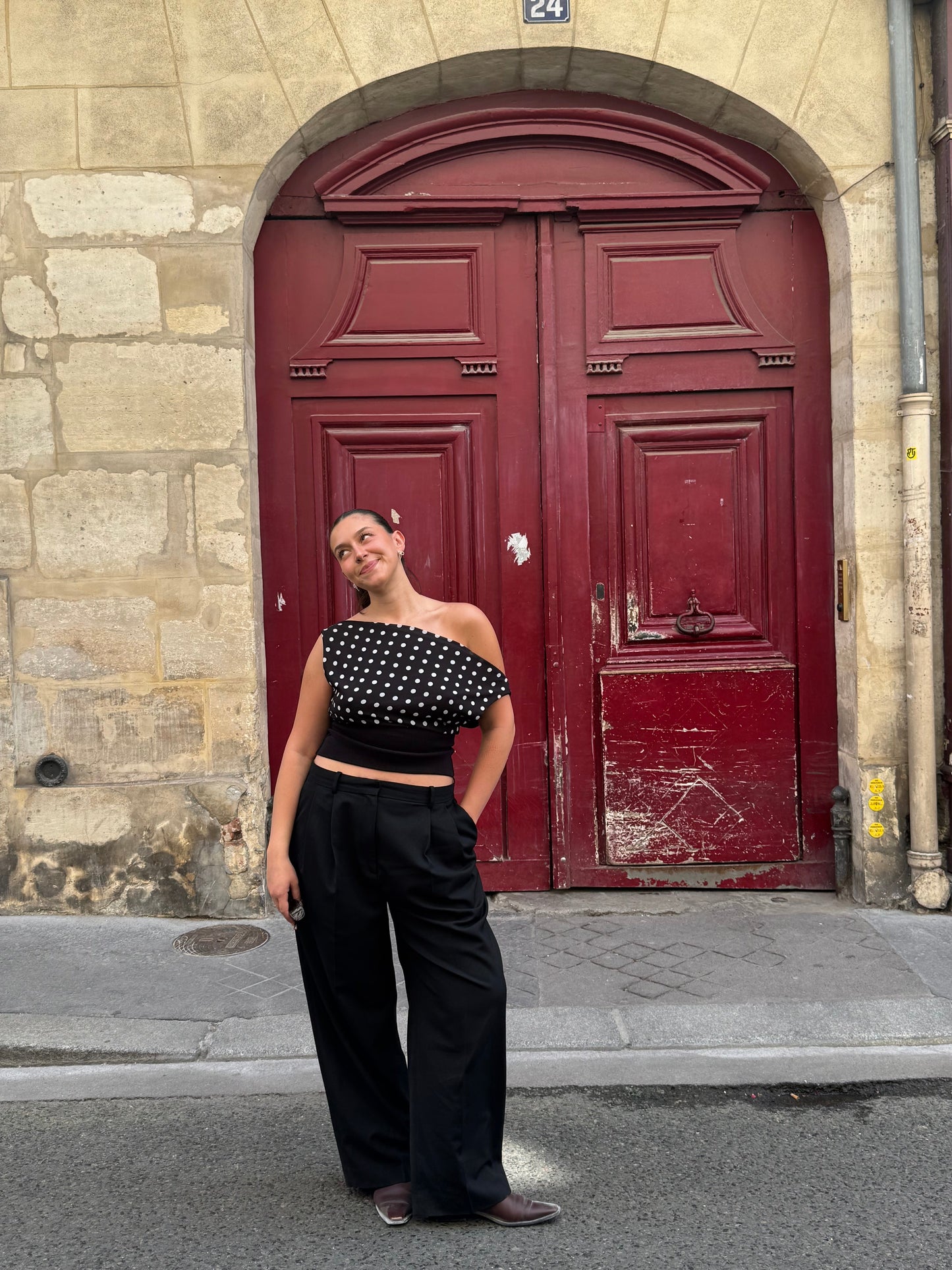 Kimmie polka dotted top - Black/white