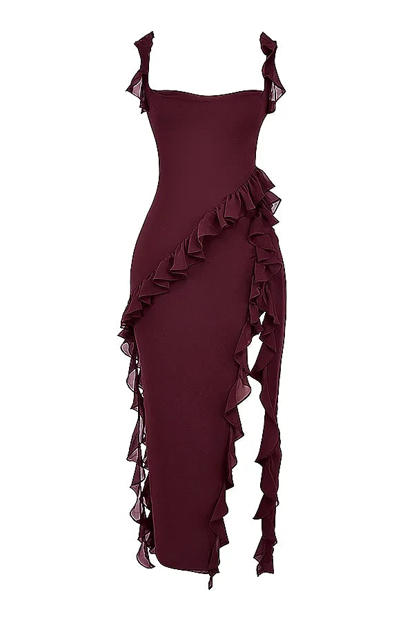 IVY MIDI DRESS - BERRY - Seldom Seen Styles