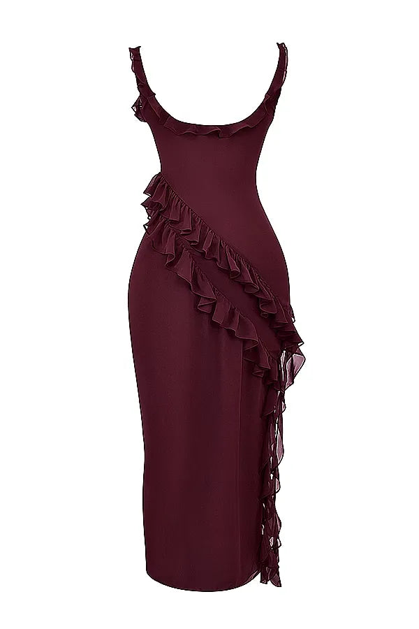 IVY MIDI DRESS - BERRY - Seldom Seen Styles